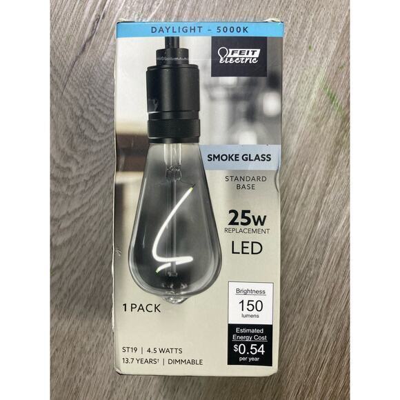 Feit Electric Edison LED Bulb Vintage 4.5W Dimmable Smoke Glass Daylight 1-Pack - Picture 6 of 8